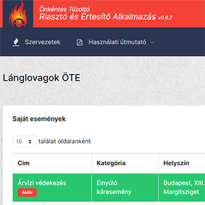 Applikáció az önkéntes tűzoltók riasztására