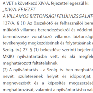 Nyilvántartás a villamos biztonsági felülvizsgálókról